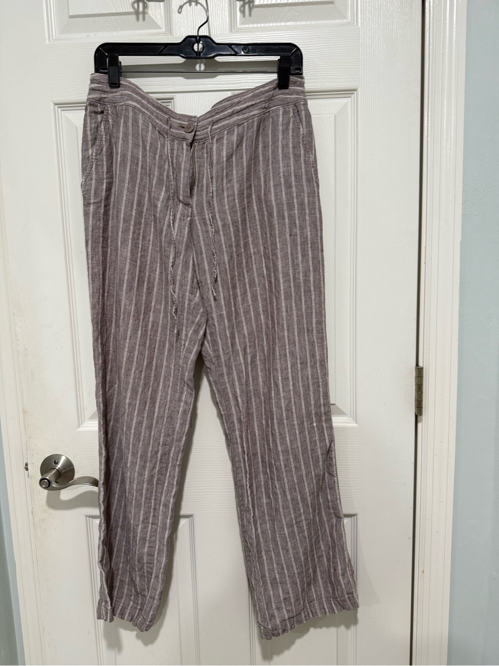 Tommy Bahama Taupe and White Vertical-Striped Linen pants